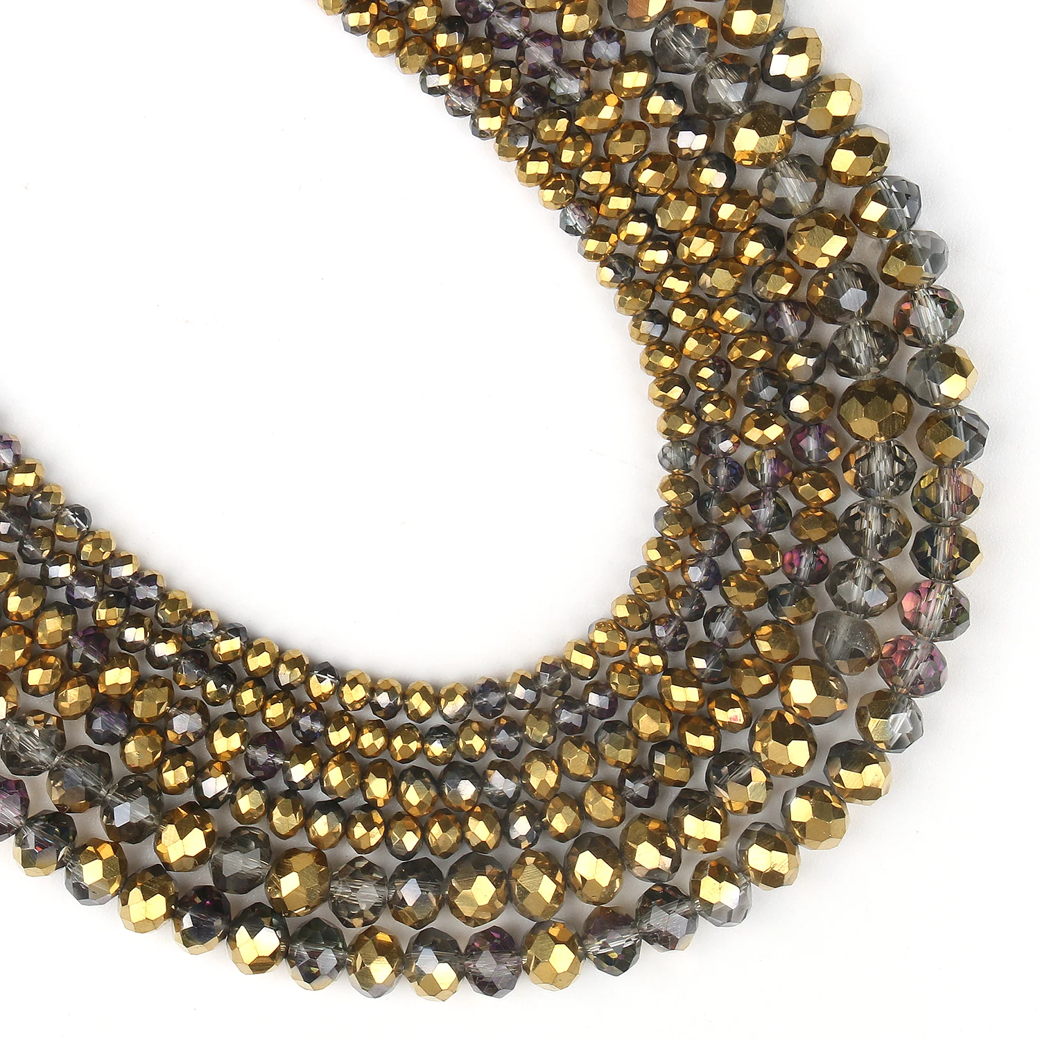 

Half Gold Plating Faceted Austria Crystal Glass 3 4 6 8mm Rondelle Round Loose Beads For Jewelry Making Bracelet Accessories