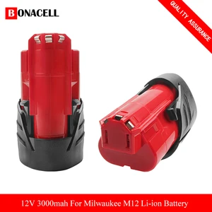 Аккумулятор 3000 мА  ч, 12 В, 3,0 А  ч, для аккумуляторов Milwaukee M12 XC 48-11-2402, 48-11-2411, 48-11-2401, MIL-12A-LI