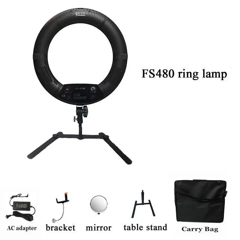 

Yidoblo FS-480II Make-up Selfie Beauty nail skin lamp 18\"48W 480 LED Ring Light Photography Dimmable Ring Lamp + table stand