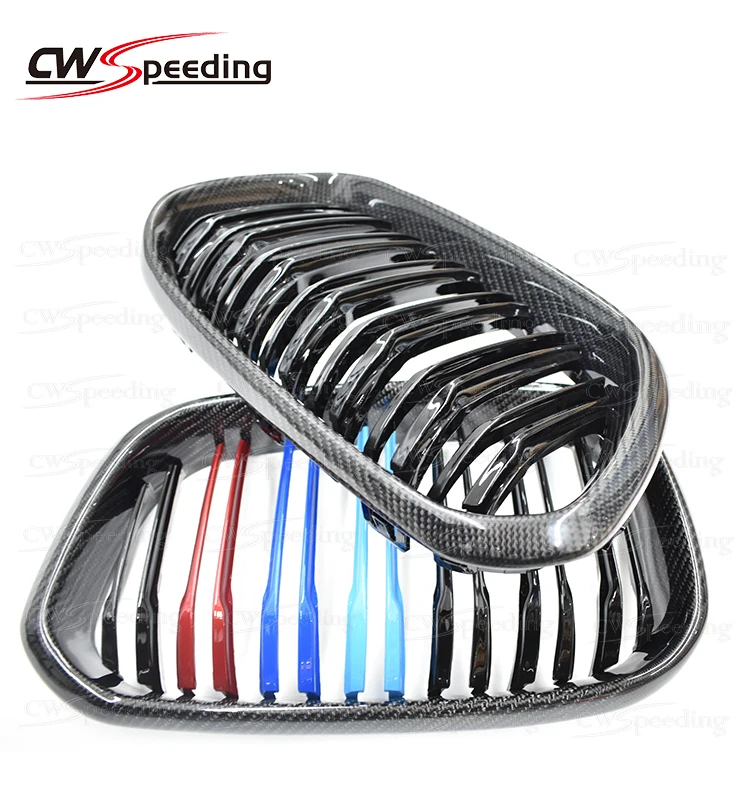 УГЛЕРОДНЫЙ M Цвет Черный 2 линия двойная планка решетка гриль для BMW серии F20