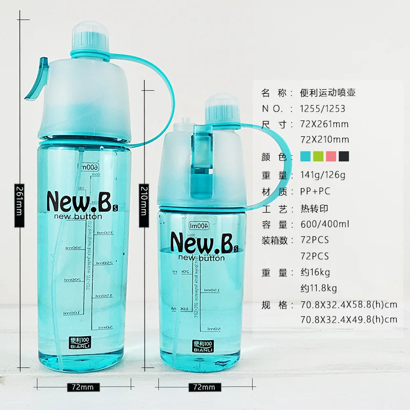 

Summer sports spray cup simple creative portable leak-proof high temperature and fall resistant plastic personality cup
