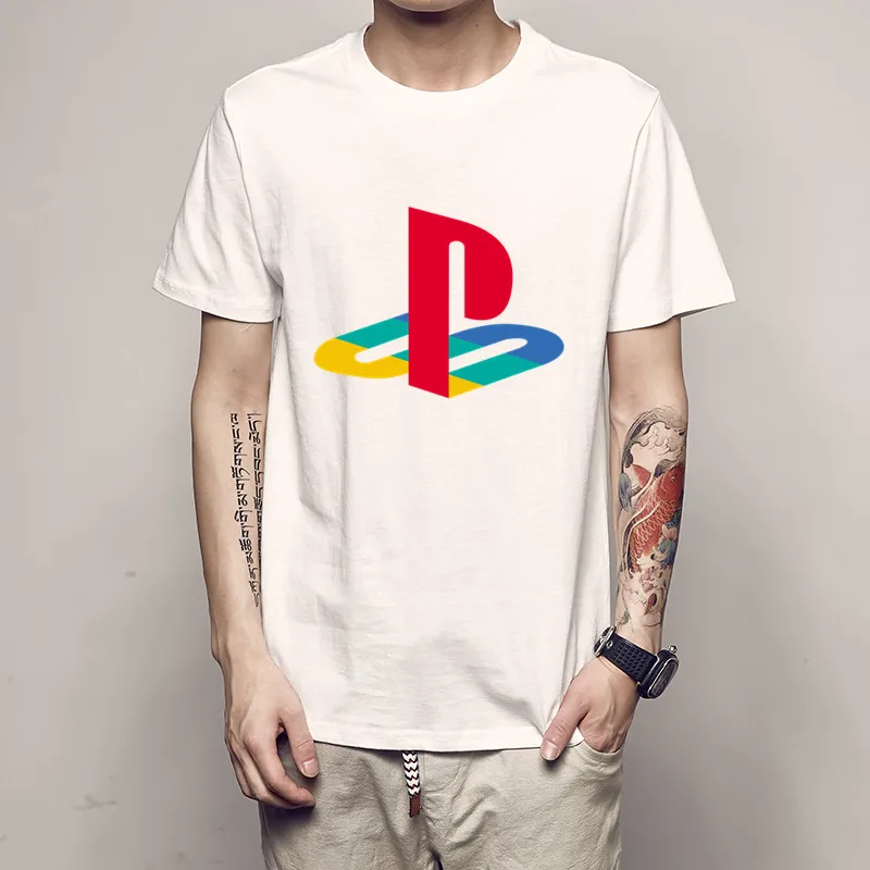 Футболка мужская с логотипом PS винтажная тенниска принтом игровой приставки