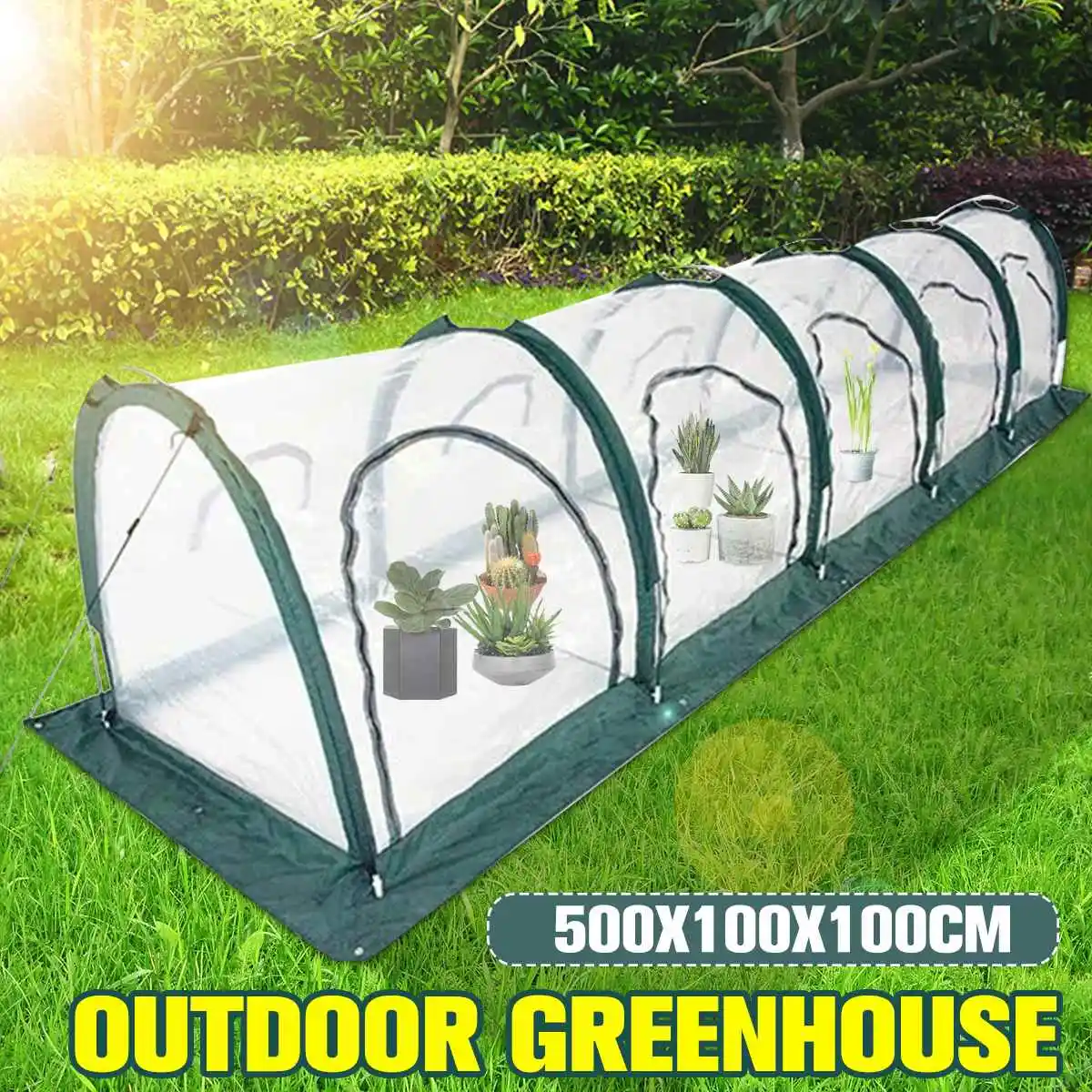 

Mini Greenhouses Tunnel Floral Grow Tent Rainproof Outdoor Folding Flower Plant Cover Winter Gardening Shelter 500x100x100CM