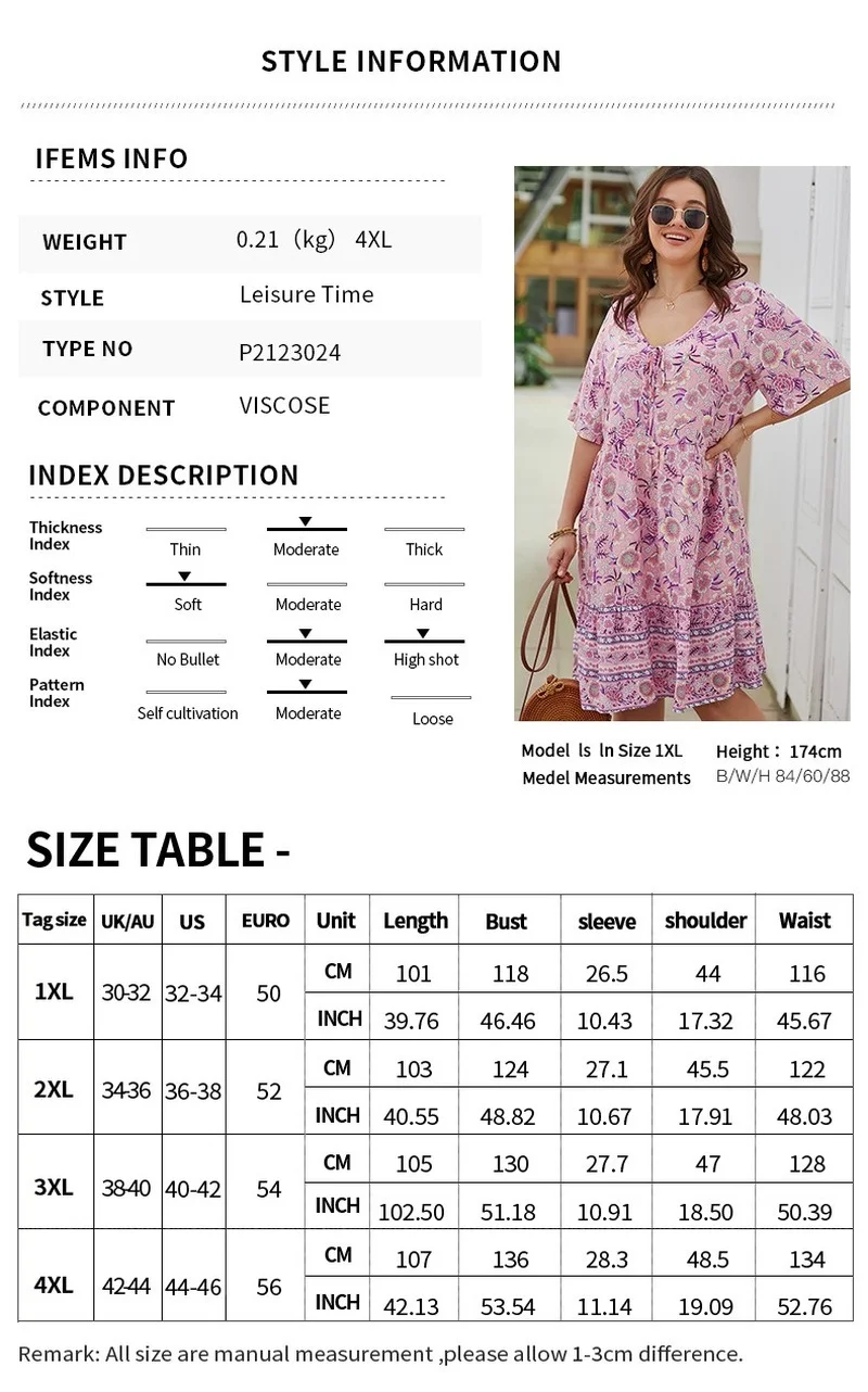

WYWMY Women V Neck Dress Wrap Summer Boho Floral Mini Print Plus Size Dresses Ladies Holiday Beach Casual Pink Floral Dress