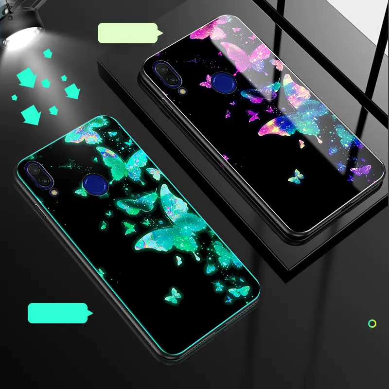 A5 Чехол для телефона для Xiaomi Redmi Note 7, чехол, светящаяся, светящаяся, закаленное стекло, задняя крышка для Xiaomi Redmi Note 7 Pro, чехол, силиконовый - Цвет: A5