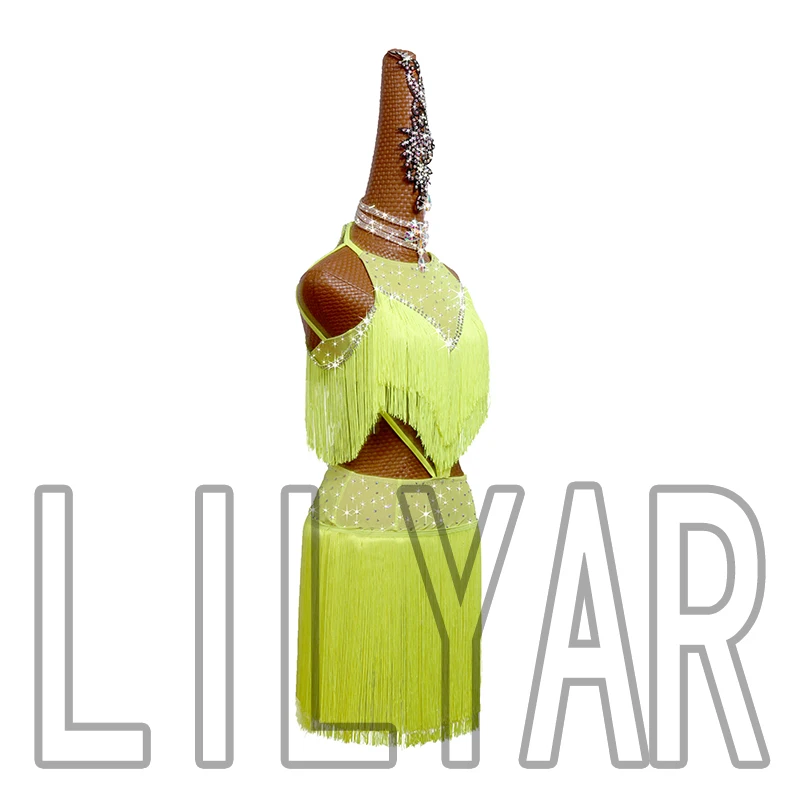 Женское платье для латиноамериканских танцев красное с разрезом и юбкой