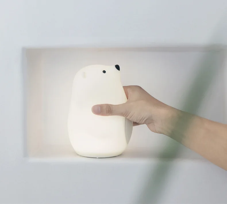 

silica gel lamp Creative Big White Bear wake up lamp clock bedroom USB charged christmas decor
