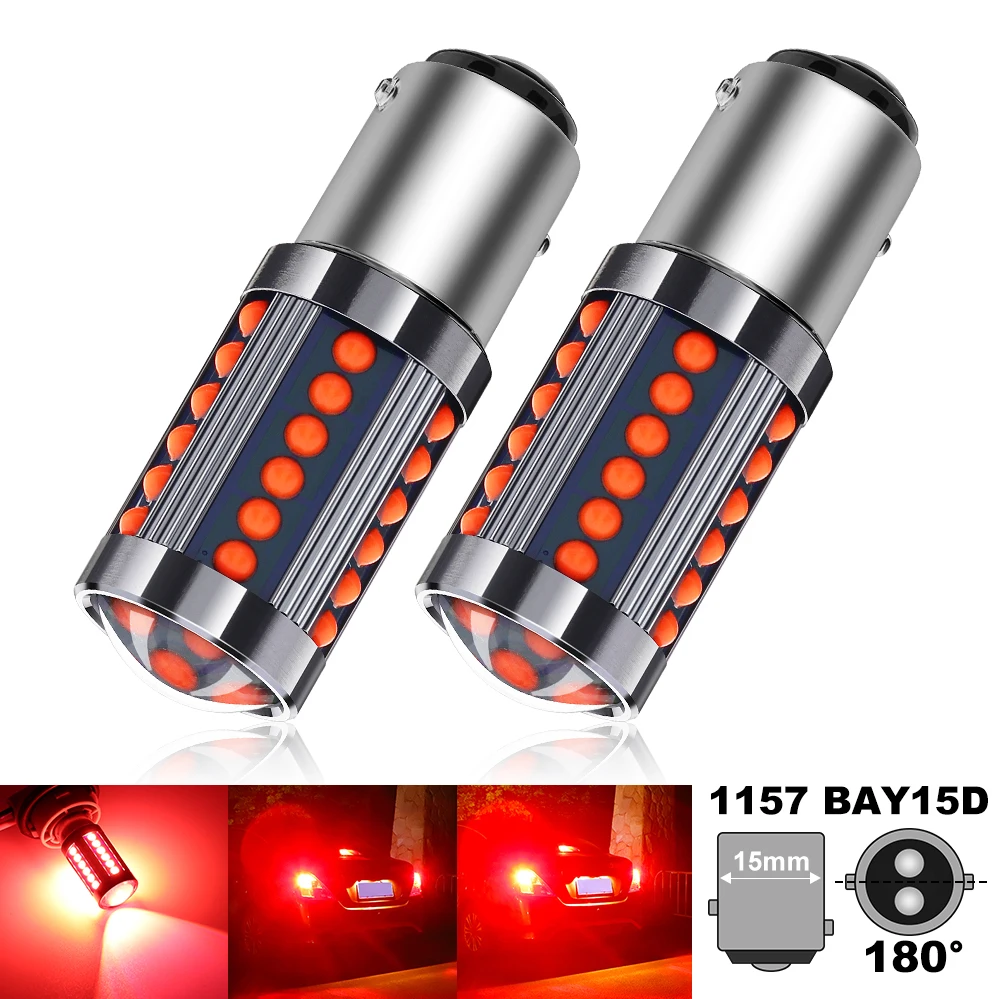 

2x 1157 BAY15D 36 COB LED Red Tail Lamp Car Signal Brake Light Parking Bulb NEW