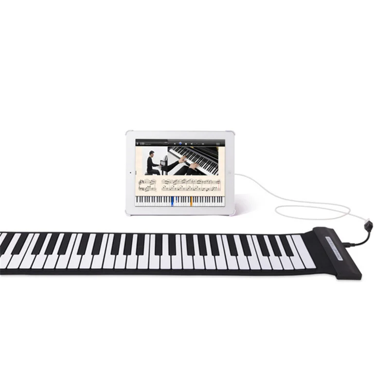 88 Key Midi Keyboard Foldable Silicon Hand Roll Electronic Piano USB Flexible Soft Music Keyboard Musical Instrument Adult Piano