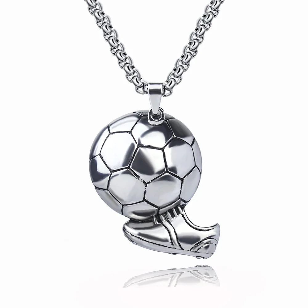 

European And American Temperament New Football Fashion Retro Titanium Steel Alloy Men's Necklace