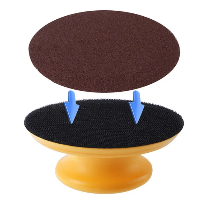 

5 Inch Hand-held Polishing Block Wheel Rubber Elastic Grinding Pad Polishing Grinding Flocking Sandpaper Sticky Disk