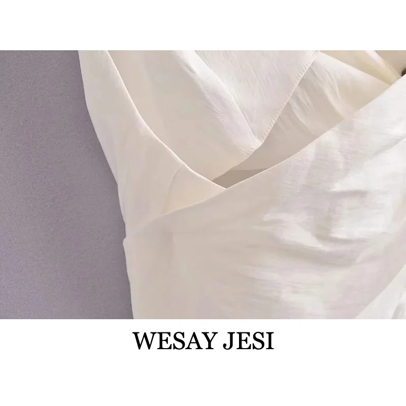 

WESAY JESI Women's Clothing Halter Woman White Crop Top Women Fashion Tied Backless Summer High Street Sleeveless Elegant Top