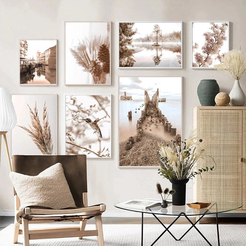 

Flower Grass Landscape Poster Wall Art Canvas Painting Modern Art Picture Home Decor Poster and Print for Living Room Wall Decor