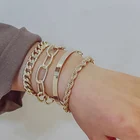 Новинка, модное металлический браслет в стиле панк для женщин; Ретро-цепочка с геометрическим рисунком с многослойным покрытием с держателем для бутылок, вечерние подарки для банкета, аксессуары