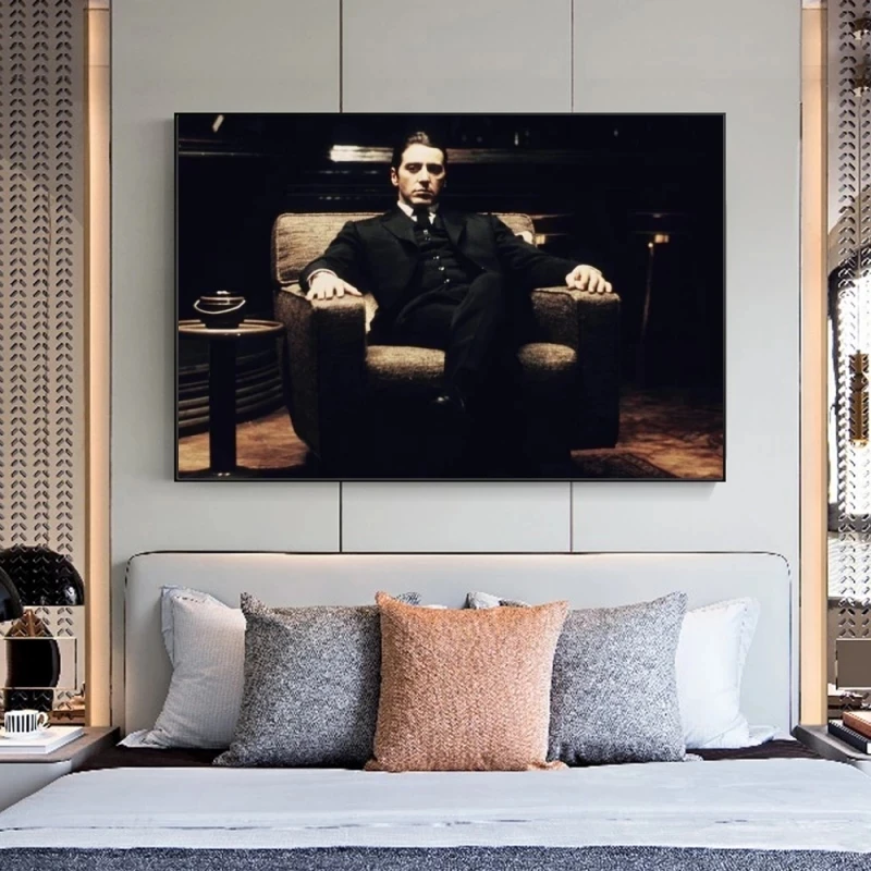 

Vintage Zwart-Wit Foto Art Canvas Schilderij Godfather Zitten Sofa Thuis Slaapkamer Woonkamer Nostalgie Decoratie Cuadro