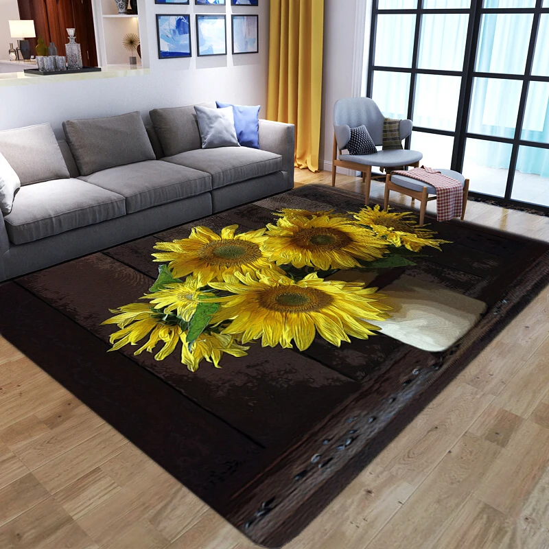 

Vivid sunflower printing large carpets home bedroom decoration Carpet living room non-slip floor mats child crawl game area rugs