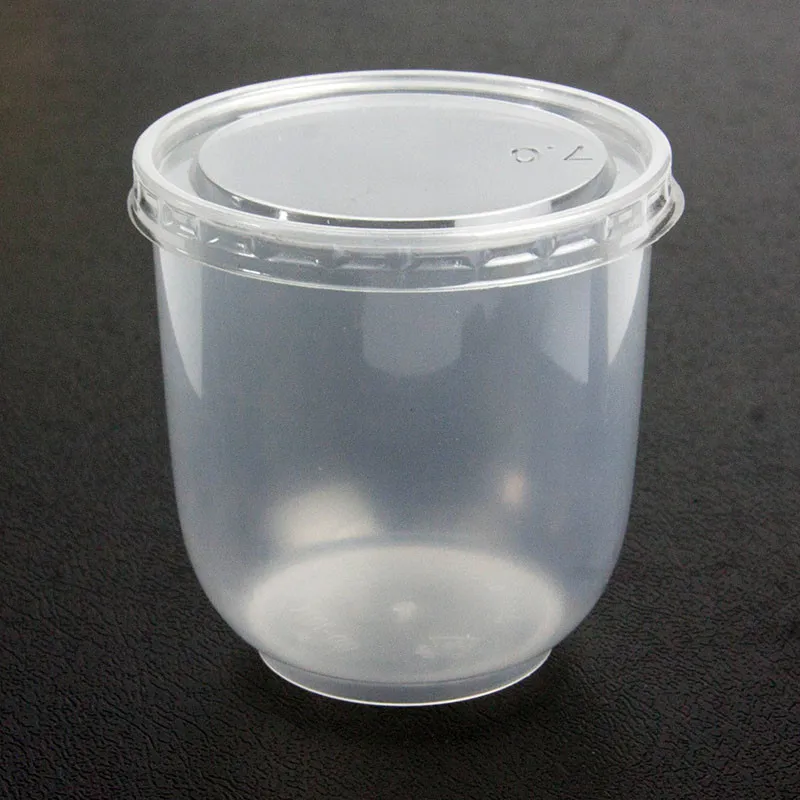 

50pcs High quality U shape yogurt plastic cup high temperature transparent jelly cup disposable dessert pudding cup with lid