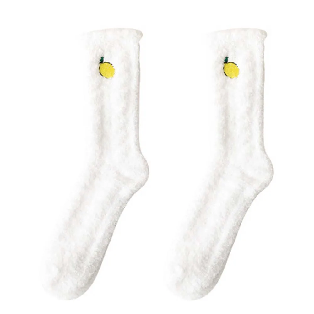 white 1Pair Socks Women Cute Animal Fashion Thick Warm Casual Winter Autumn Soft Cotton Floor Sleeping Females Korean Style Socks - Цвет: white