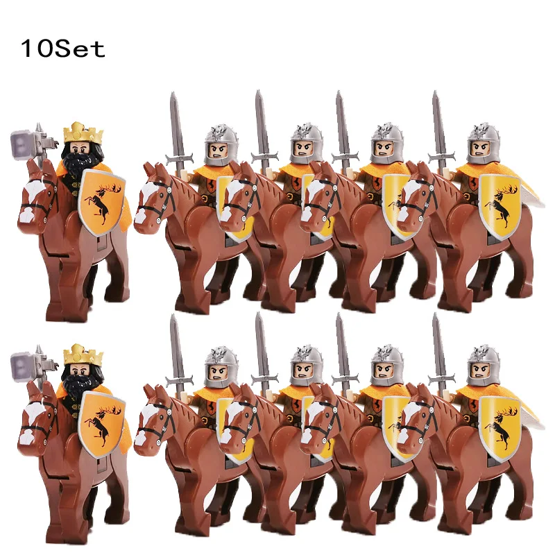 

10sets Knights Dark Sauron Battle Five Armies with Sword Rohan with Horse Blocks Kids Toy Medieval Knights Group Figures