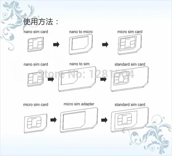 Оптовая продажа 4 в 1 Nano sim карта к Micro SIM Микро мини сим адаптер для iphone samsung 1000