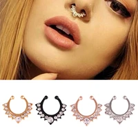 1pcs u shaped fashion rhinestone fake nose ring hoop septum rings nose piercing fake piercing oreja piercing jewelry