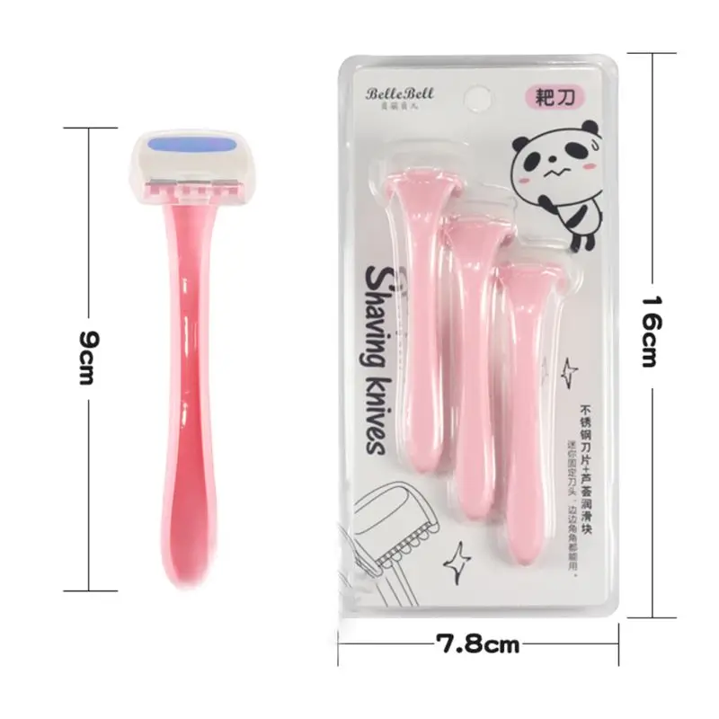 

3Pcs/Set Travel Portable Manual Body Hair Removal Epilator Candy Color Non Skid Resin Long Handle Armpit Body Bikini Shaver Tool