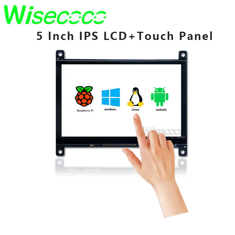 Wisecoco Raspberry Pi Touch Monitor Capacitive Screen 5 Inch 800x480 TFT Lcd Module Portable Monitors For RPI Banana Pi