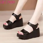 GKTINOOЛетняя женская обувь; Женские сандалии с открытым носком на каблуке 8 см; Модные сандалии с открытым носком на платформе; Женская летняя обувь из кожи