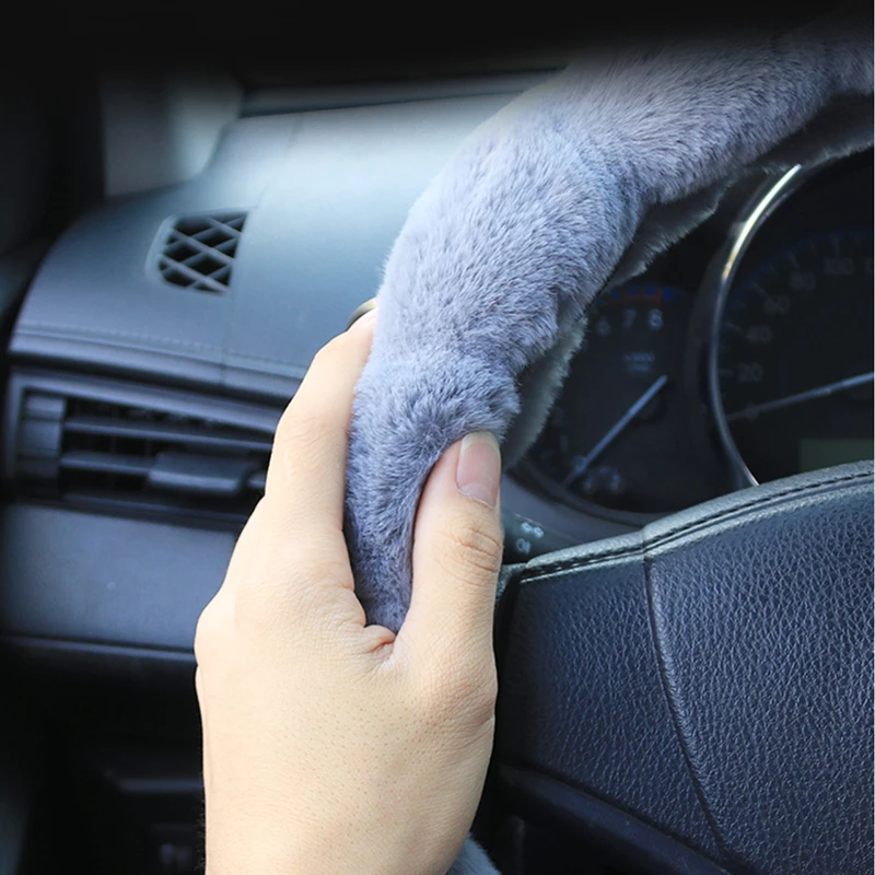 Модный чехол для руля автомобиля 38 см зимний плюшевый мягкий теплый аксессуары