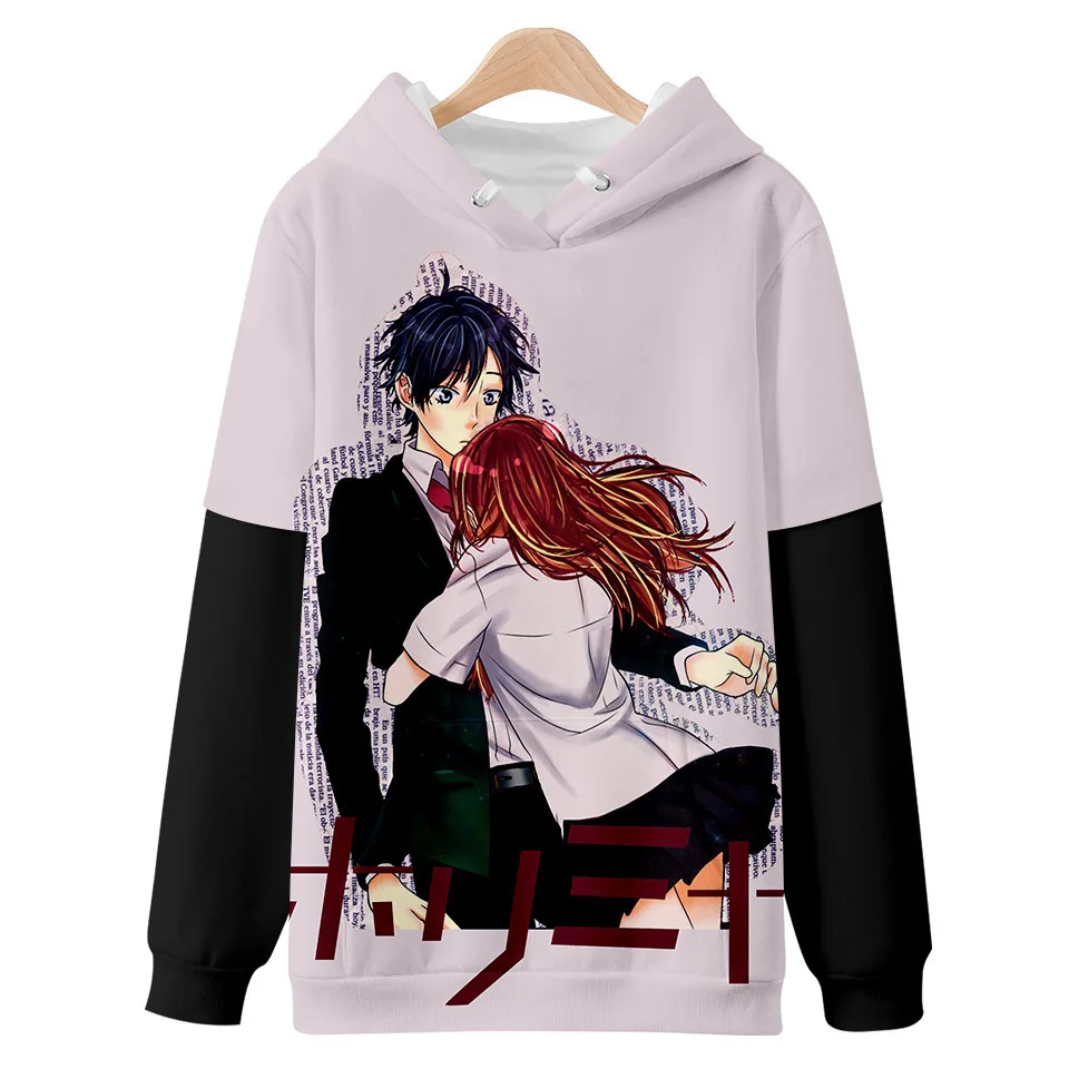 

2021 Anime Hori San To Miyamura Kun Horimiya Fake Two-piece Hooded Sweater for Adults Printed Sweatshirt Spring and Autumn