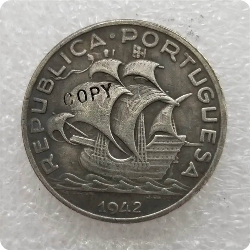 1942 1933.1937.1942.1948 Португалия 10$10 эскудо копия монет памятные монеты-копии монет медаль коллекционные монеты - Цвет: 1942