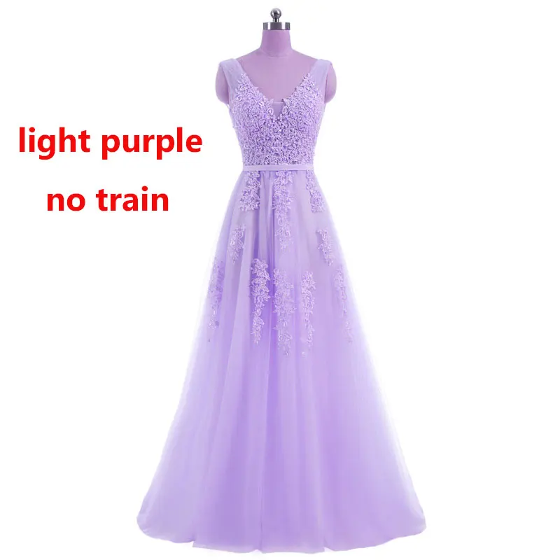Новое поступление сексуальные вечерние платья Vestido de Festa ТРАПЕЦИЕВИДНОЕ платье для выпускного вечера кружевной халат, украшенный бисером De Soiree платье с v-образным вырезом на молнии - Цвет: light purple notrain