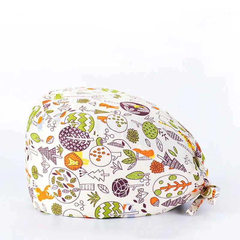 

High Quality Scrubs Caps Cotton Printing Hats High Quality Adjustable Sweat-absorbent Elastic Multicolor Scrubs Hats