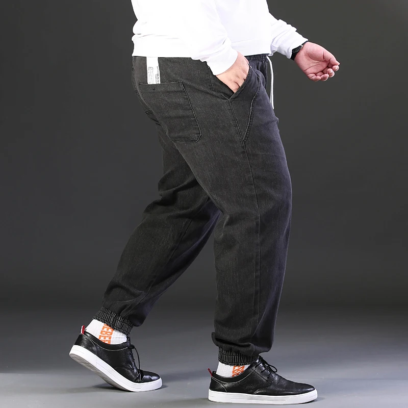 Мужские джинсы большого размера эластичные брюки в стиле хип-хоп Свободные