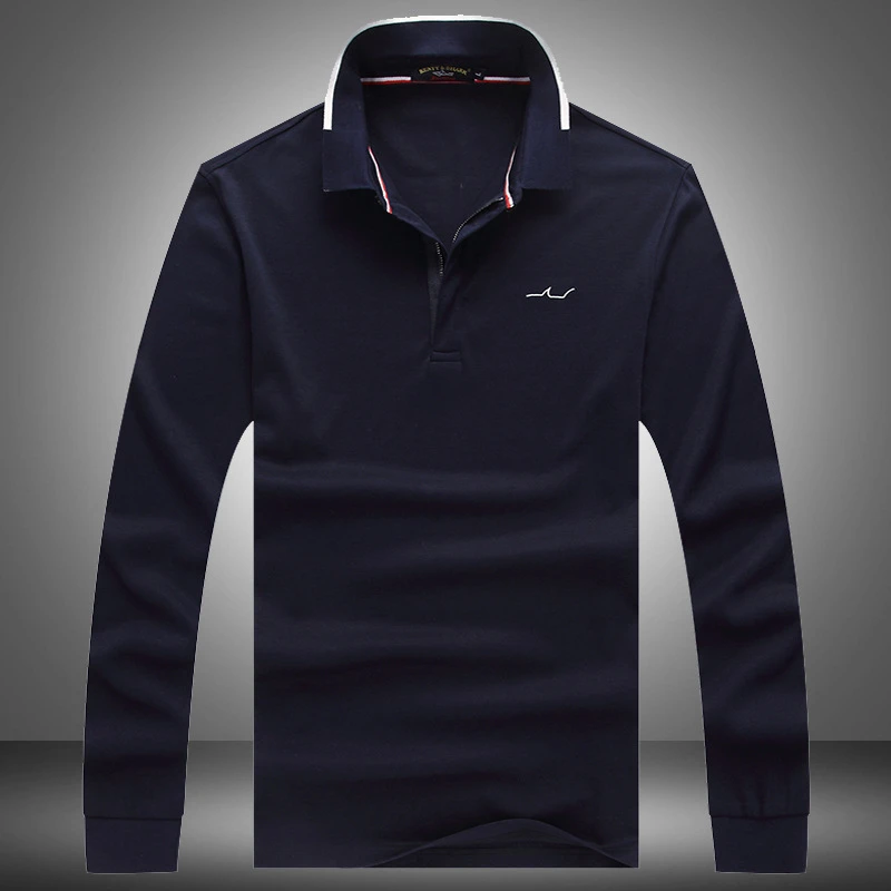 Свитшот мужской с воротником-Поло хлопок длинный рукав однотонный повседневная