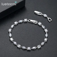 luoteemi brand design geometric bracelet for elegant women wedding party with luxury shining cubic zircon fashion jewelry bijoux
