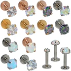 Кольцо-гвоздик для пирсинга губ, с опалом и фианитом, 16 г, 3 шт.