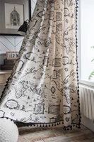 curtains window treatments tassel cotton linen semi shading map cute european style striped cortinas exterior home textile