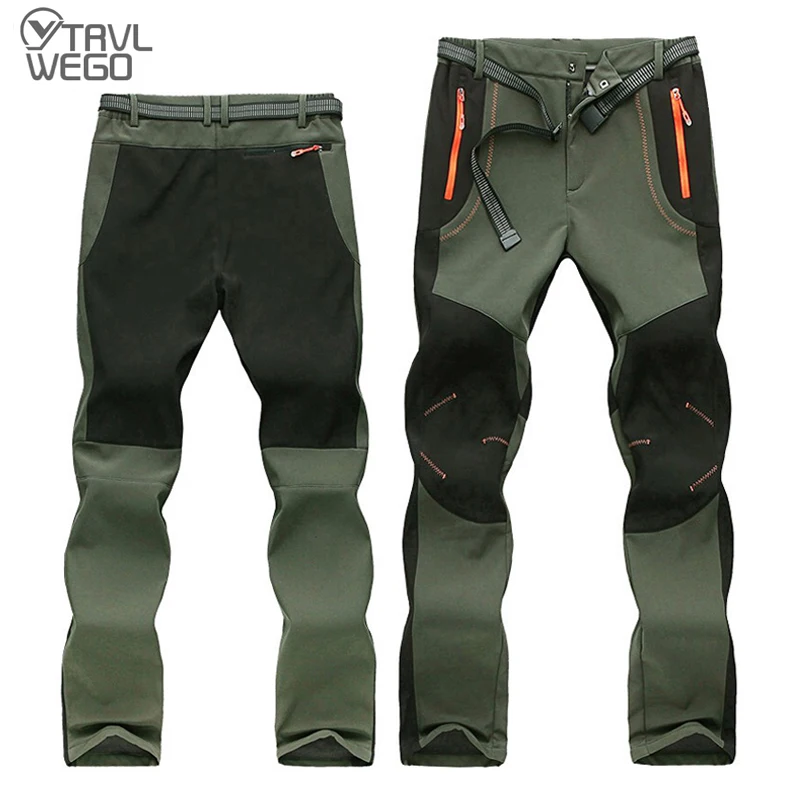 

TRVLWEGO Warm Winter Men Women Soft Shell Pants Travel Waterproof Outdoor Camping&Hiking Fleece Windproof Skiing Trousers