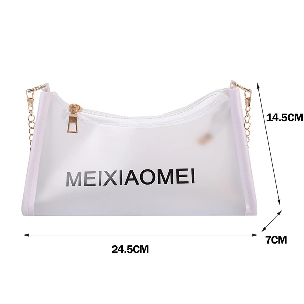 

Fashion Women Transparent Letter Printing Shoulder Crossbody Messenger Bag Casual Ladies Chain Hobos Handbags
