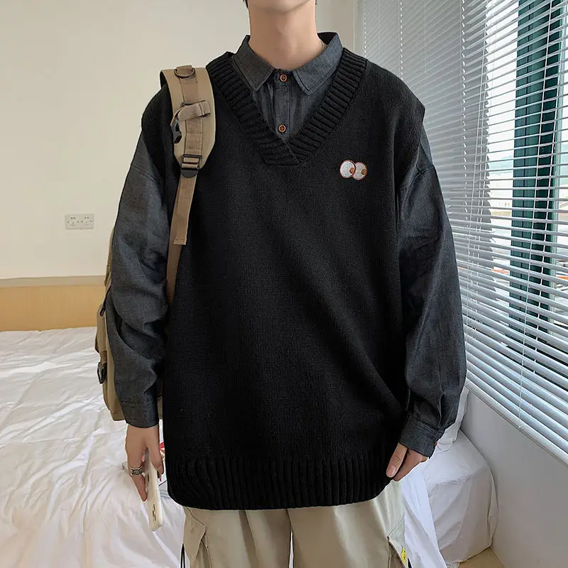 Свитер мужской однотонный с V-образным вырезом модный Повседневный пуловер