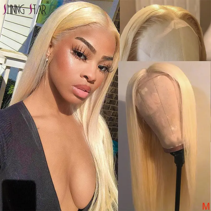 Peruvian 613 Full Lace Human Hair Wigs Straight Honey Blonde Pre-Plucked Hairline 150 Shining Star Remy | Шиньоны и парики