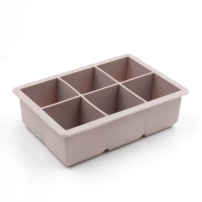

Kitchen Ice Cream Gadgets Silicone Ice Tray Mold 6-cell Ice Box Home-made Quick-freezer Creative Ice Cube Grinding Tool with Lid