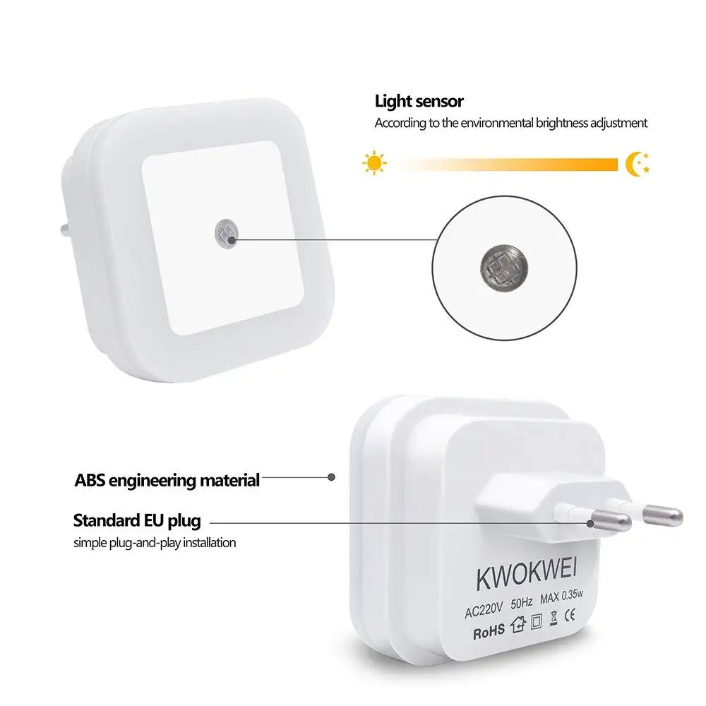 Светодиодный светильник Twi с датчиком Ночной теплая белая розетка