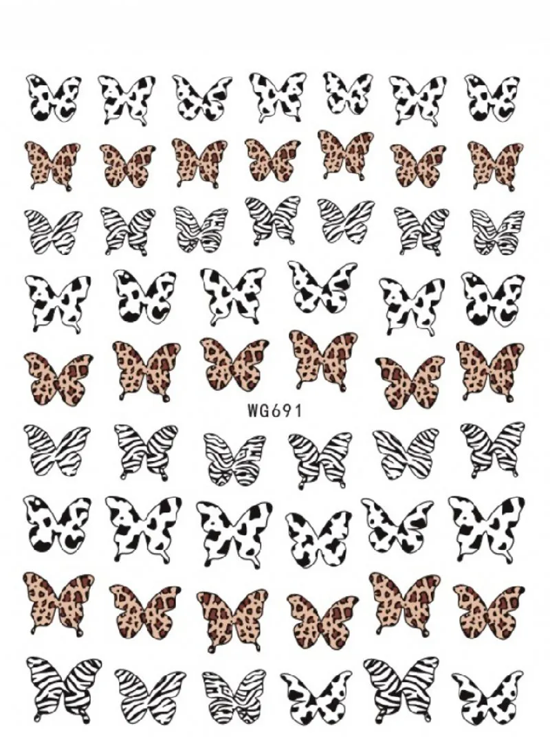 3D-Наклейки для дизайна ногтей с животными белый черный молочный корова