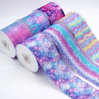 5 yards colorful floral printed grosgrain ribbon for diy craft hair bow gift cake packaging sewing accessories