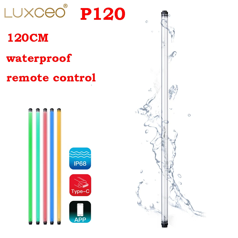 

Водонепроницаемый светодиодный светильник LUXCEO P120 RGB с дистанционным управлением 120 см, IP68, CRI 95 +, со встроенным аккумулятором