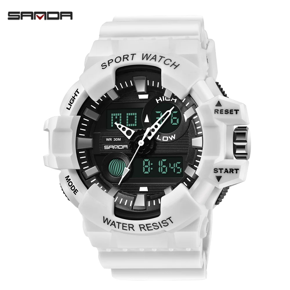 Часы SANDA мужские спортивные цифровые водонепроницаемые светодиодный с эффектом S
