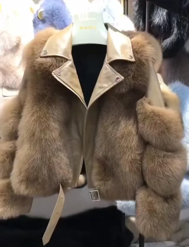 

new women real ladies fox fur jacket