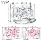 Сумка-клатч женская акриловая прозрачная, с цветами